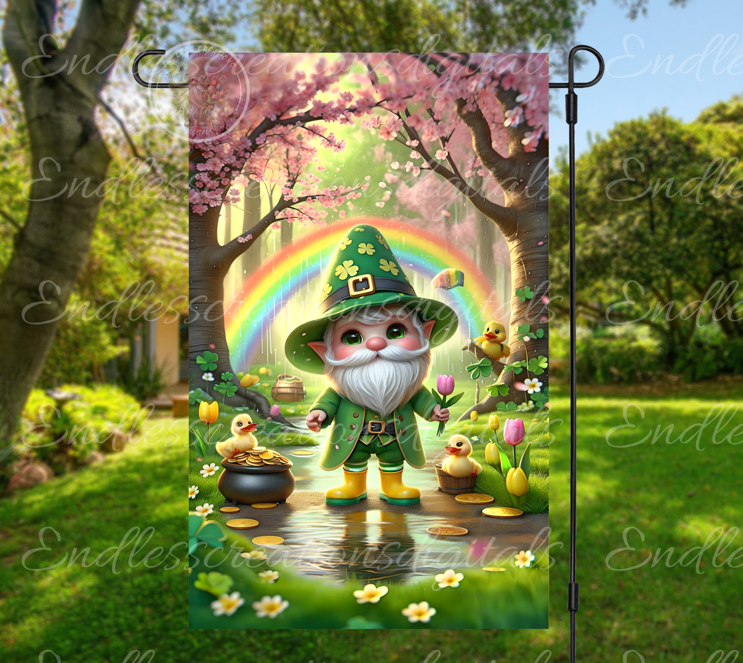 HAPPY ST. PADDY'S DAY GNOME GARDEN FLAG