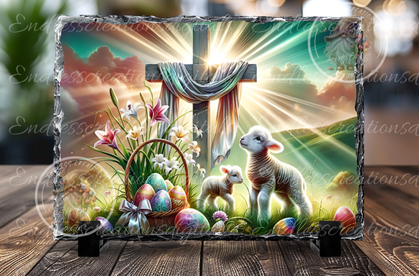 EASTER CROSS SHEEP RECTANGLE DESIGN