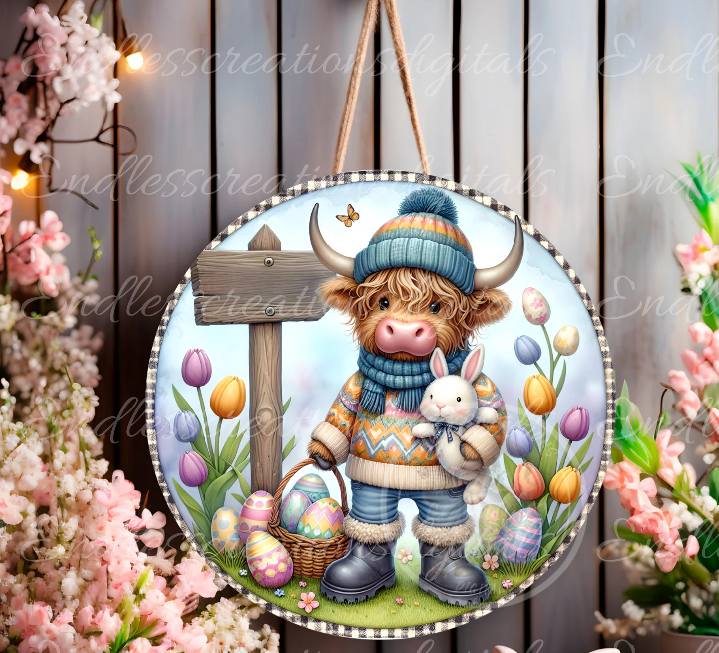 HAPPY EASTER HIGHLAND COW