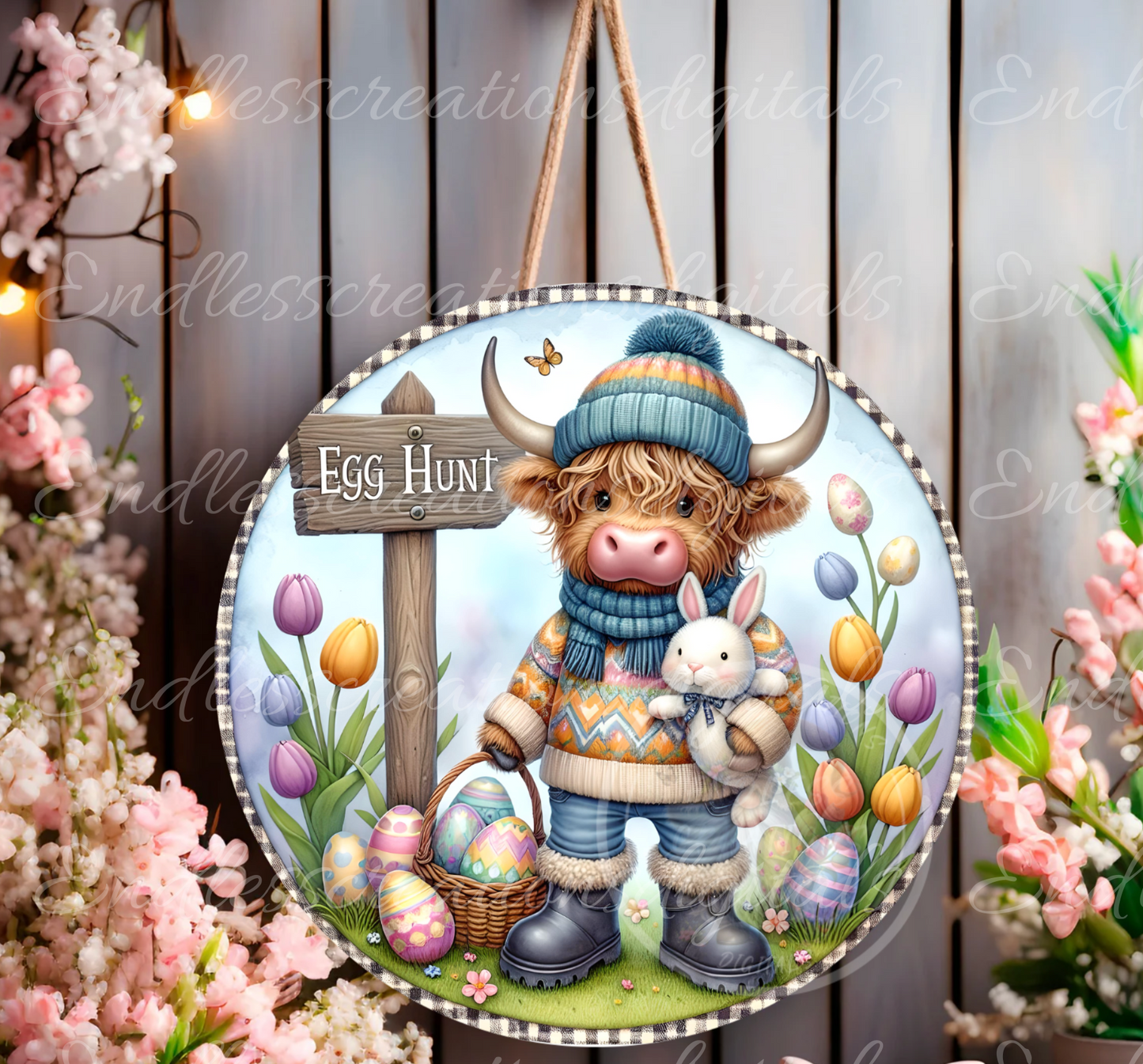 HAPPY EASTER HIGHLAND COW