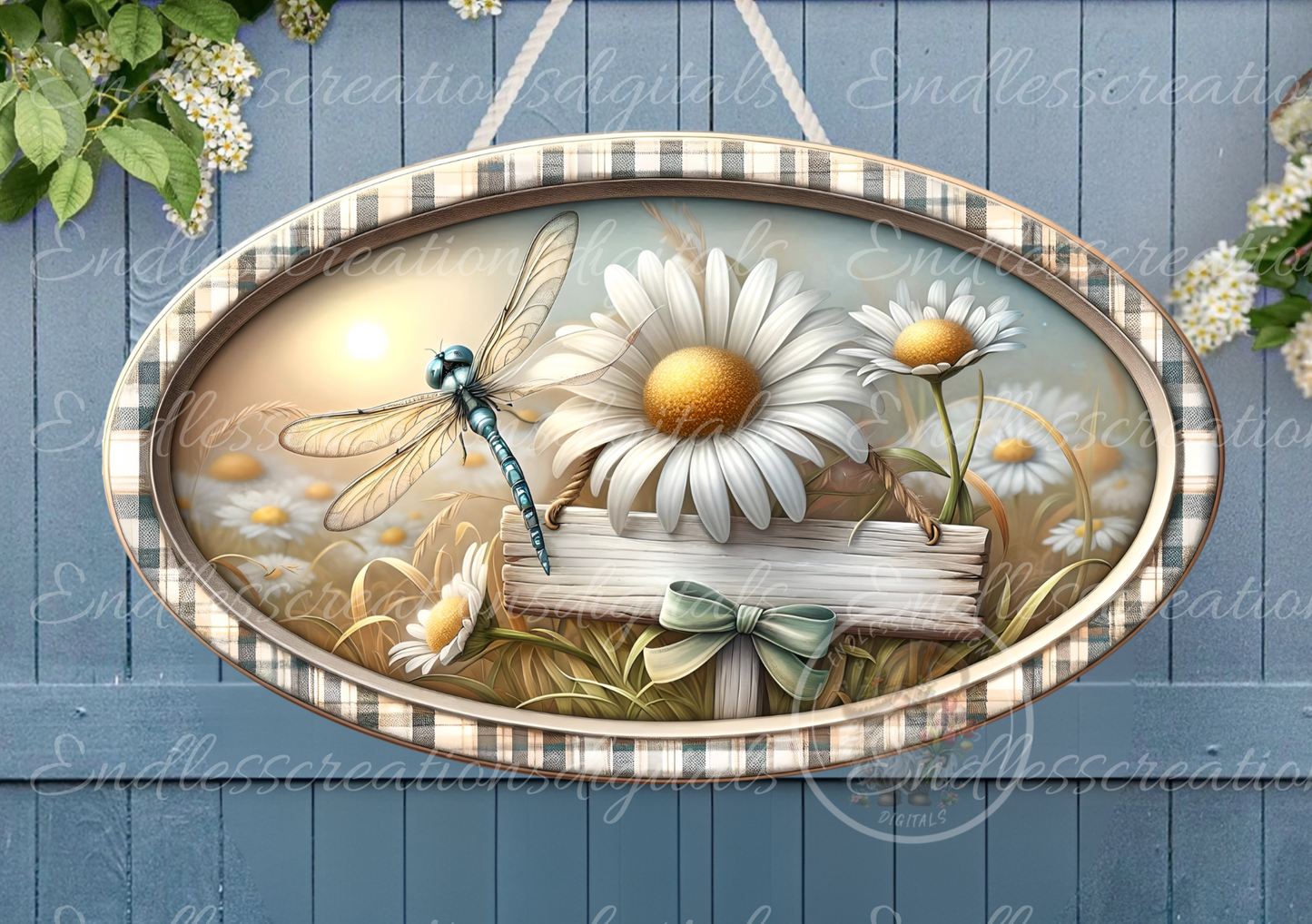 DRAGONFLY SPRING DAISY DIGITAL OVAL