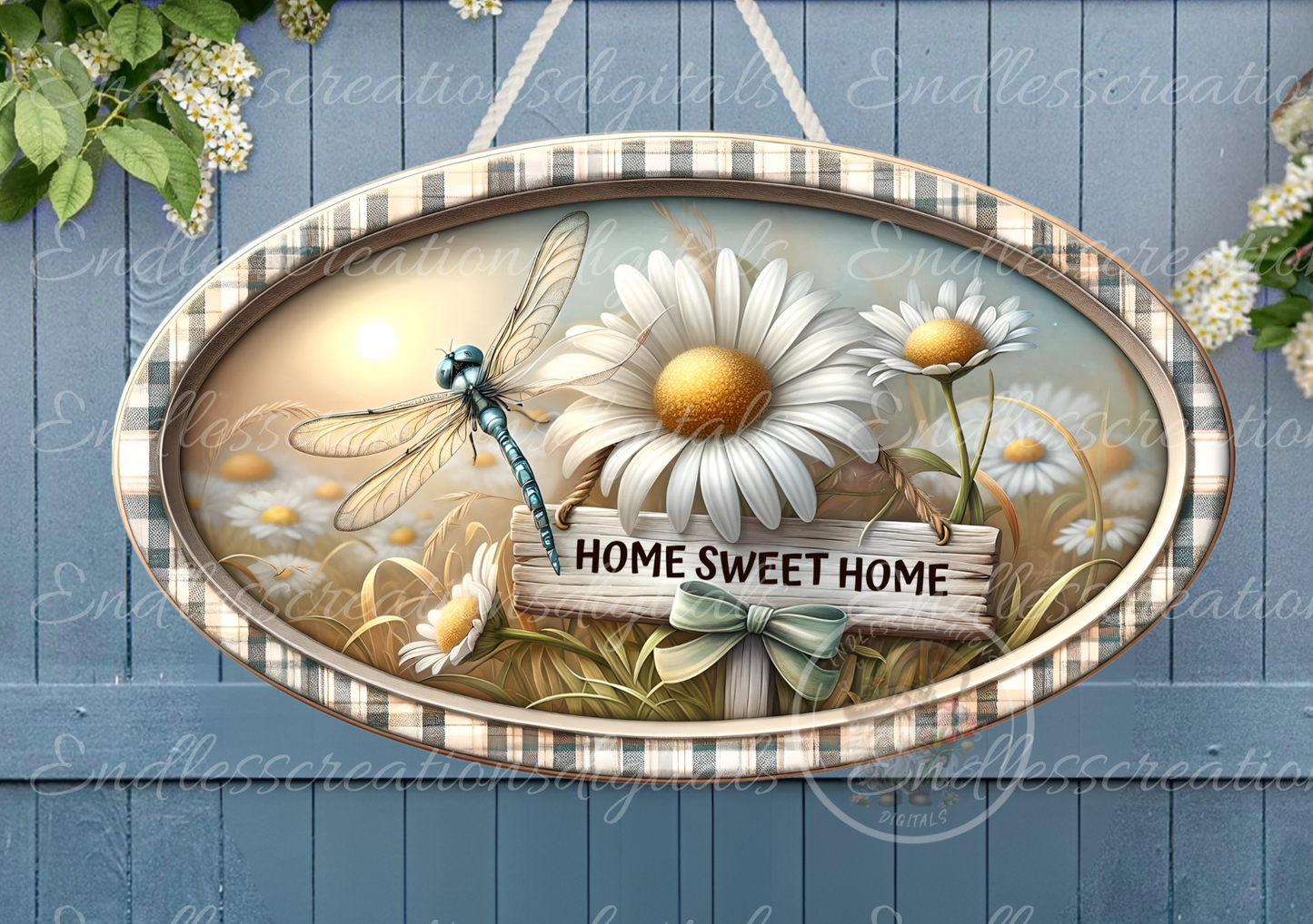 DRAGONFLY SPRING DAISY DIGITAL OVAL