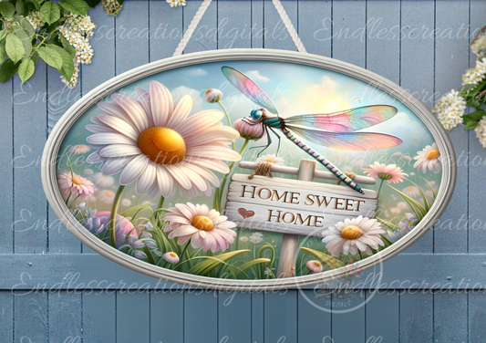 HOME SWEET HOME SPRING DRAGONFLY DIGITAL OVAL