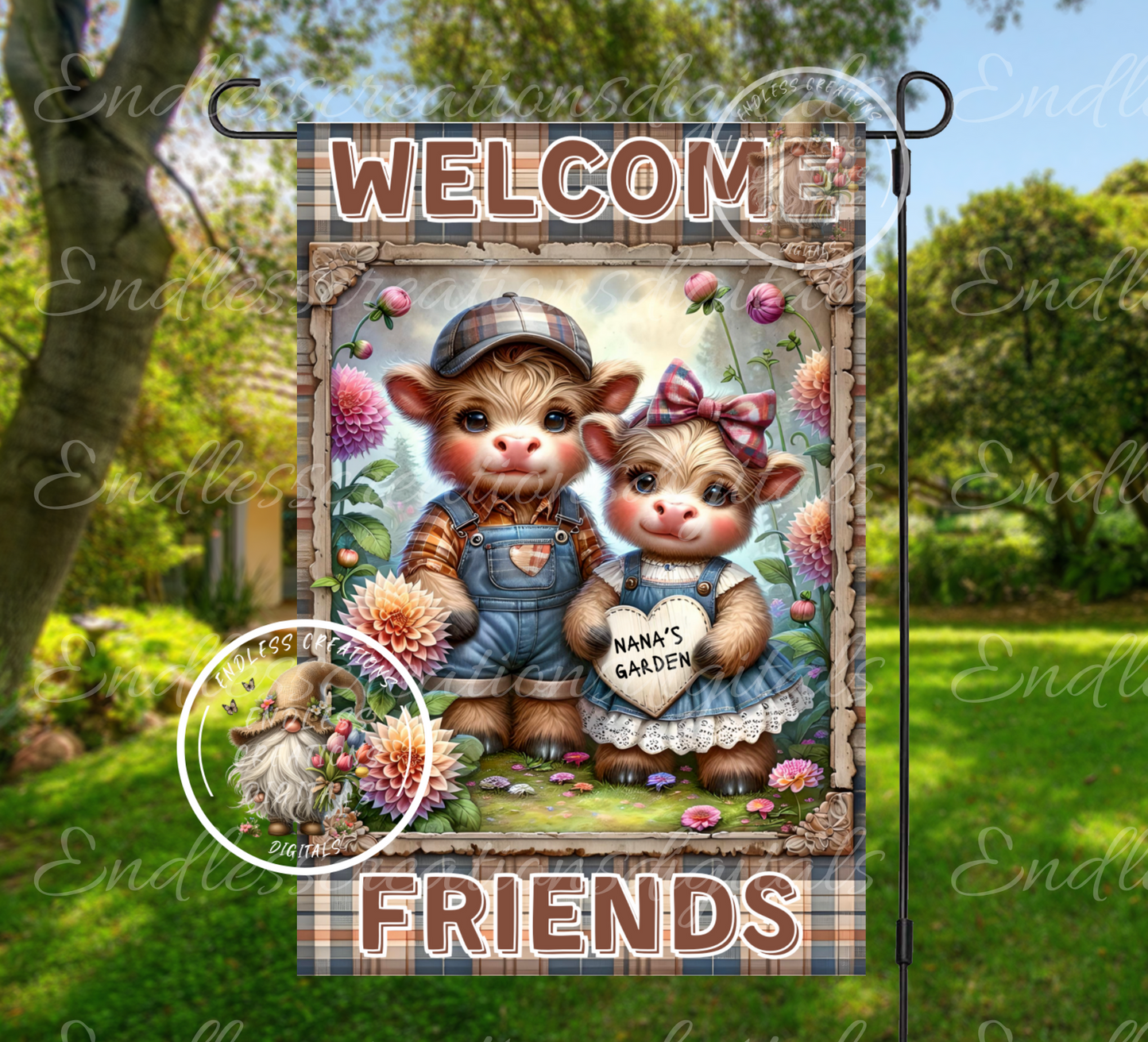 WELCOME HIGHLAND COWS Spring/Summer Garden Flag
