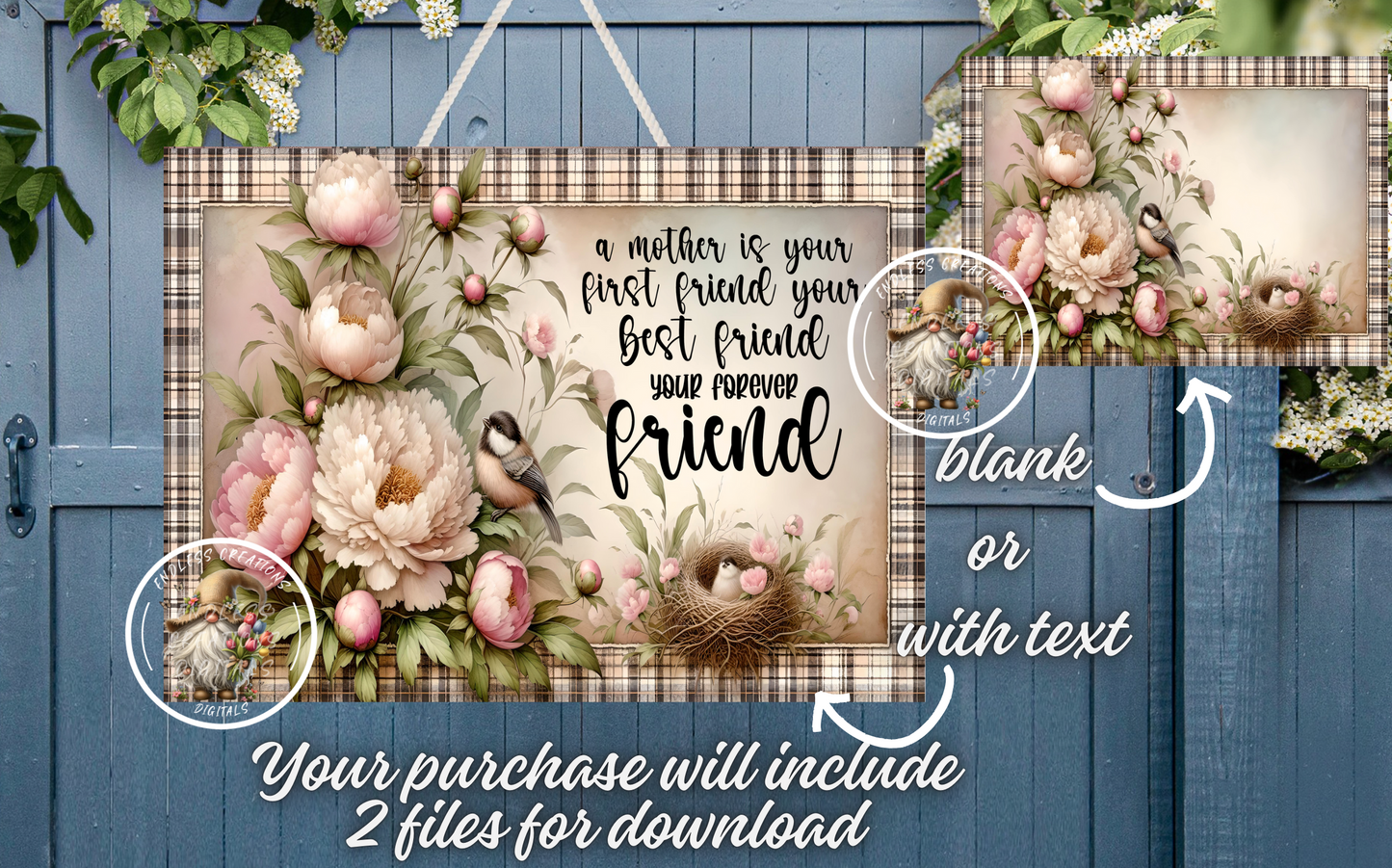 PEONY CHICKADEES MOTHERS DAY RECTANGLE