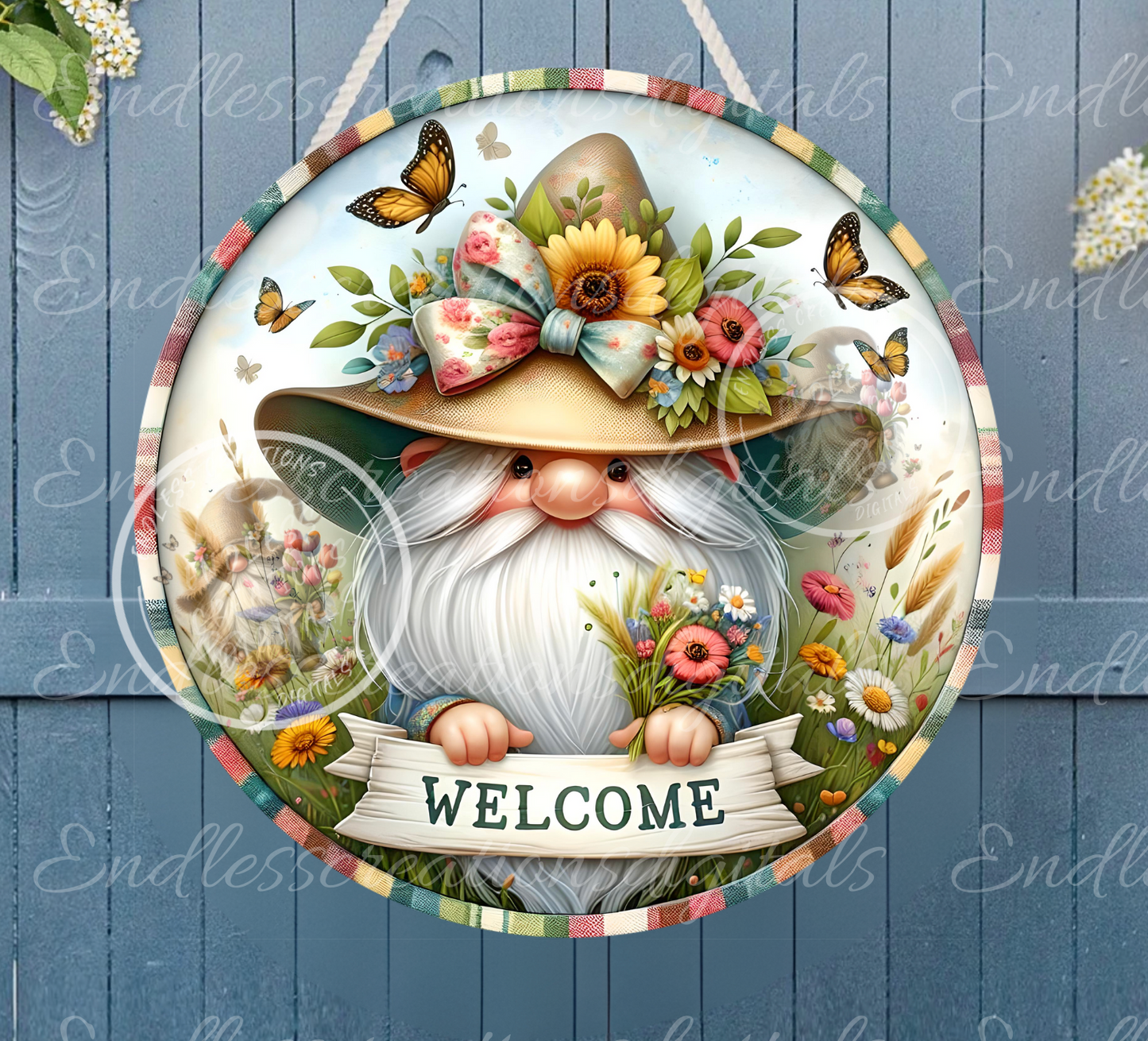 WELCOME FLORAL GNOME SUMMER