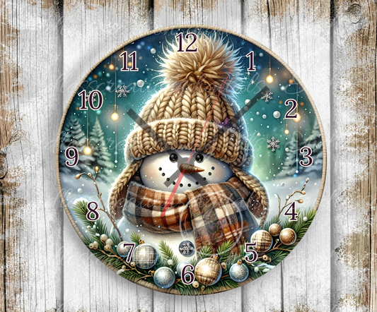 RUSTIC SNOWMAN CLOCK DESIGN