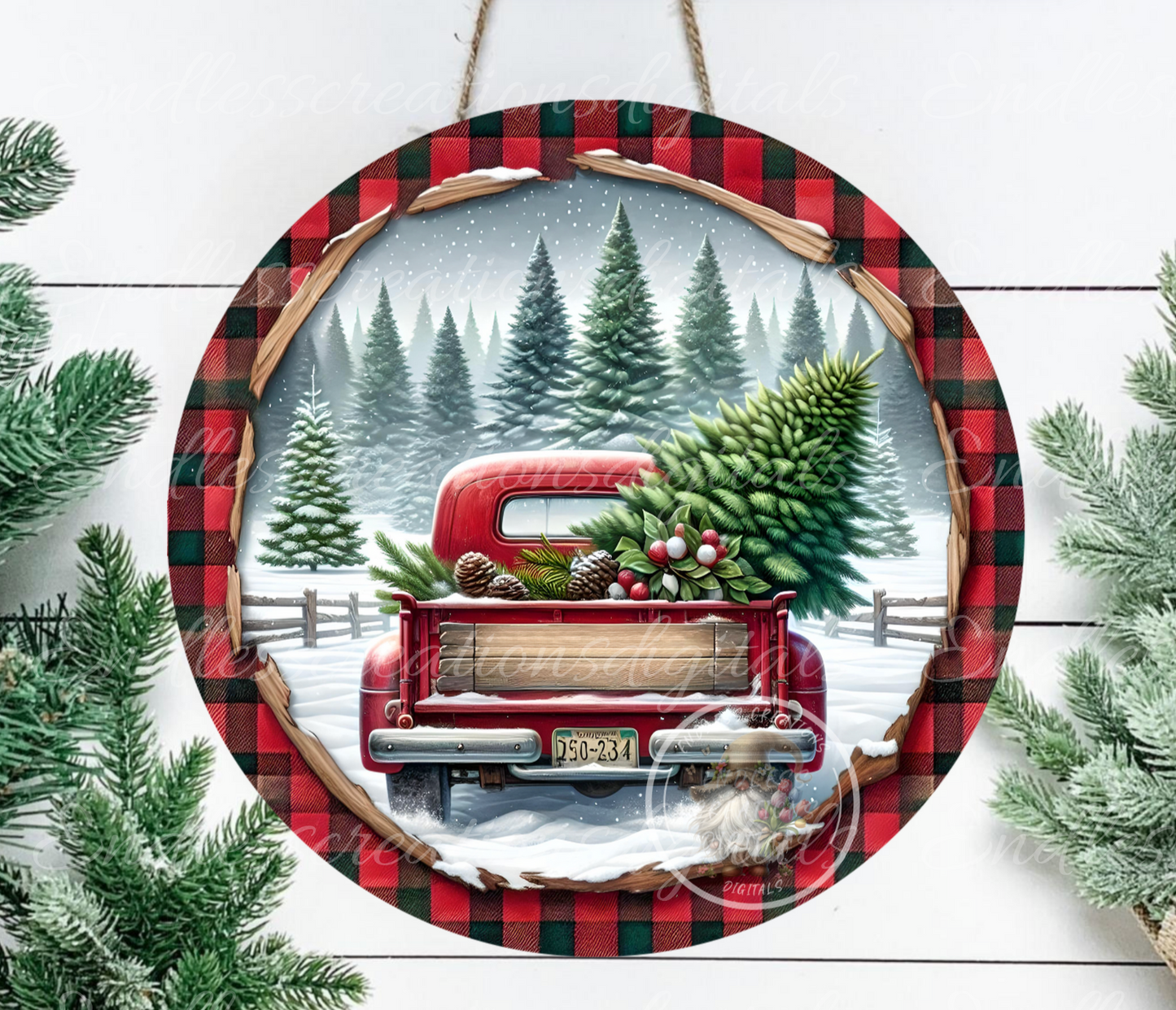 ROUND RED TRUCK CHRISTMAS TREES
