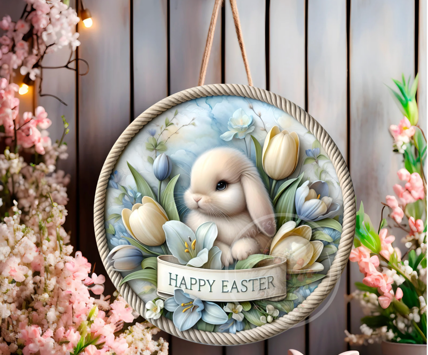 HAPPY EASTER FLORAL BUNNY