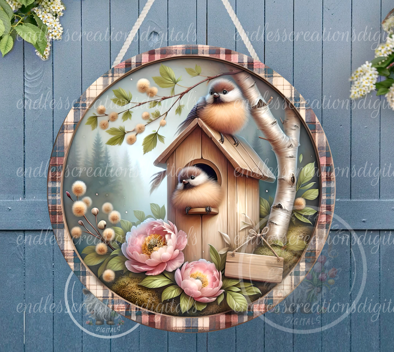HOME SWEET HOME SPRING BIRDHOUSE ROUND