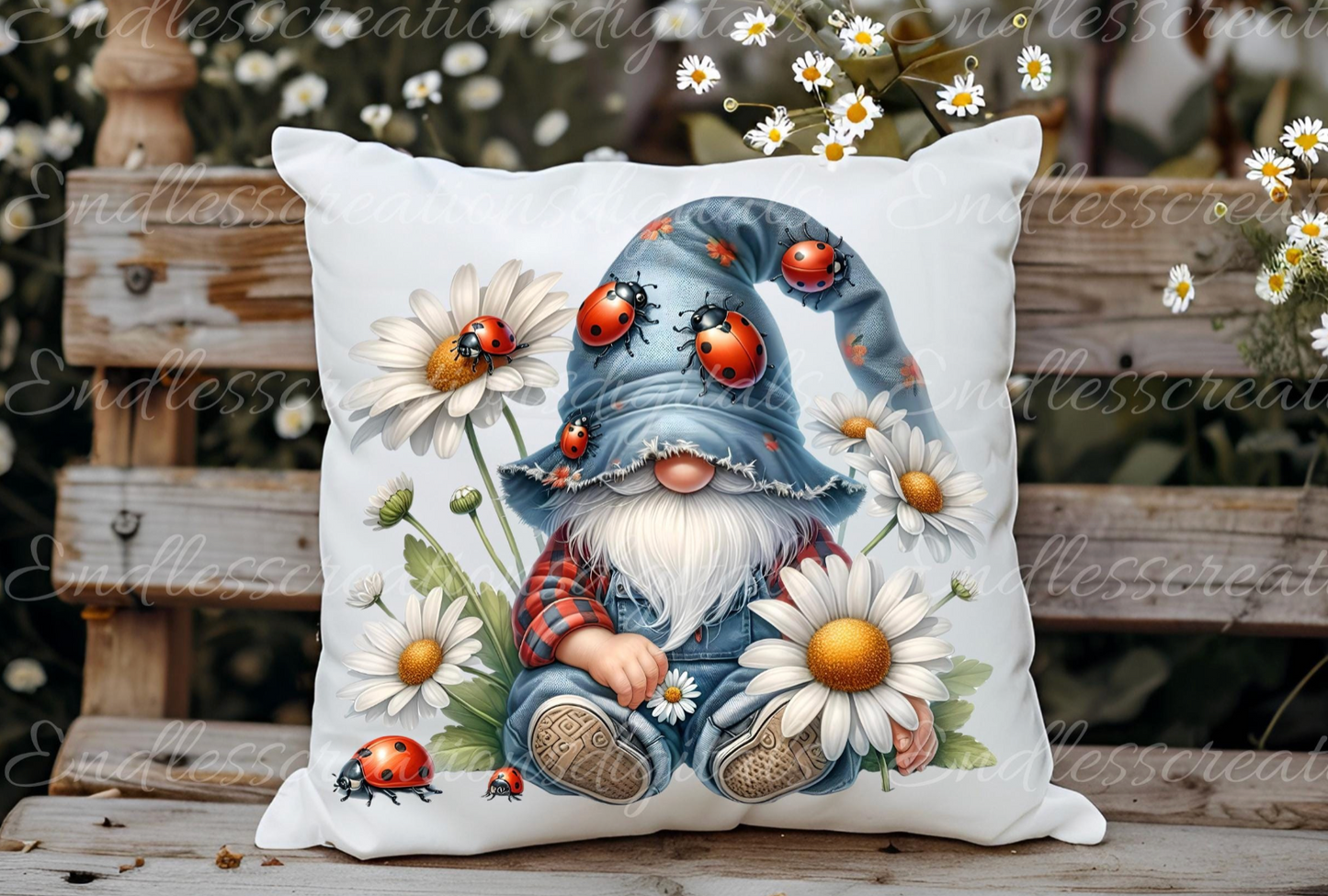 LADYBUG SPRING DAISY GNOME TRANSPARENCY