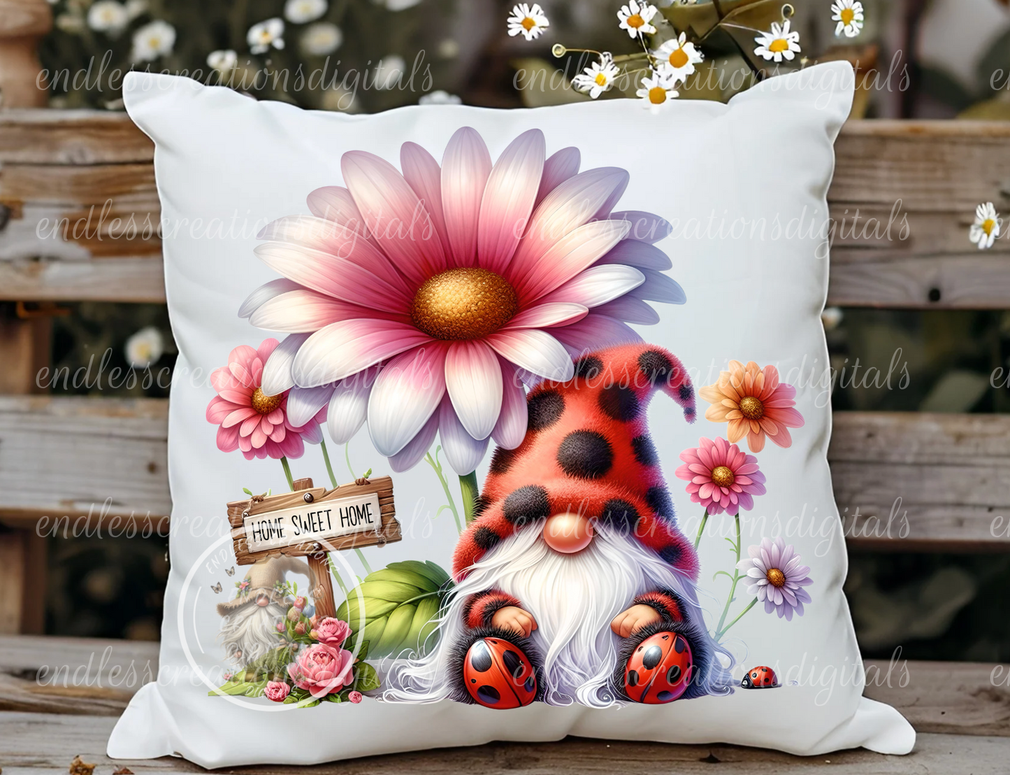 HOME SWEET HOME LADY BUG GNOME TRANSPARENCIES