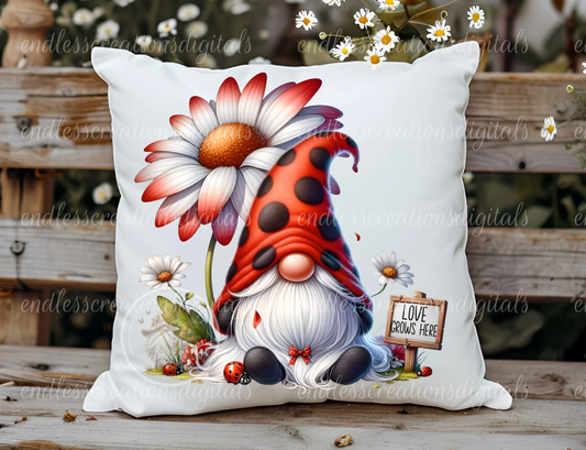 LOVE GROWS HERE LADYBUG GNOME TRANSPARENCIES