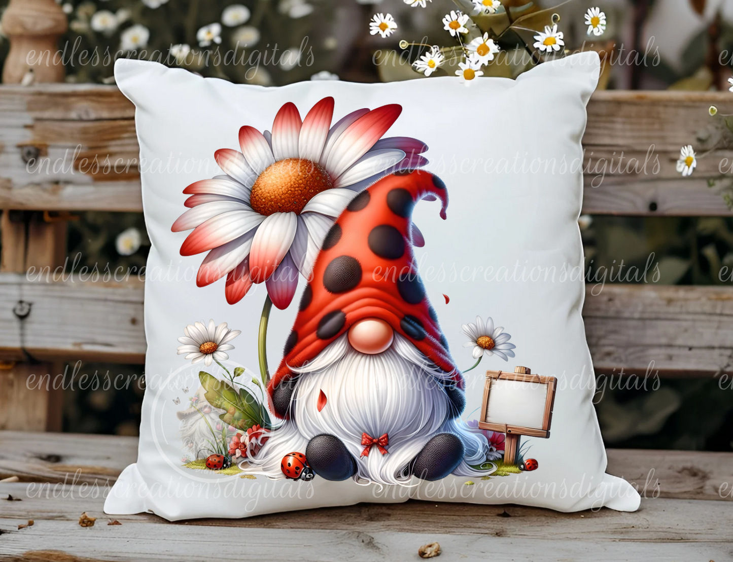 LOVE GROWS HERE LADYBUG GNOME TRANSPARENCIES