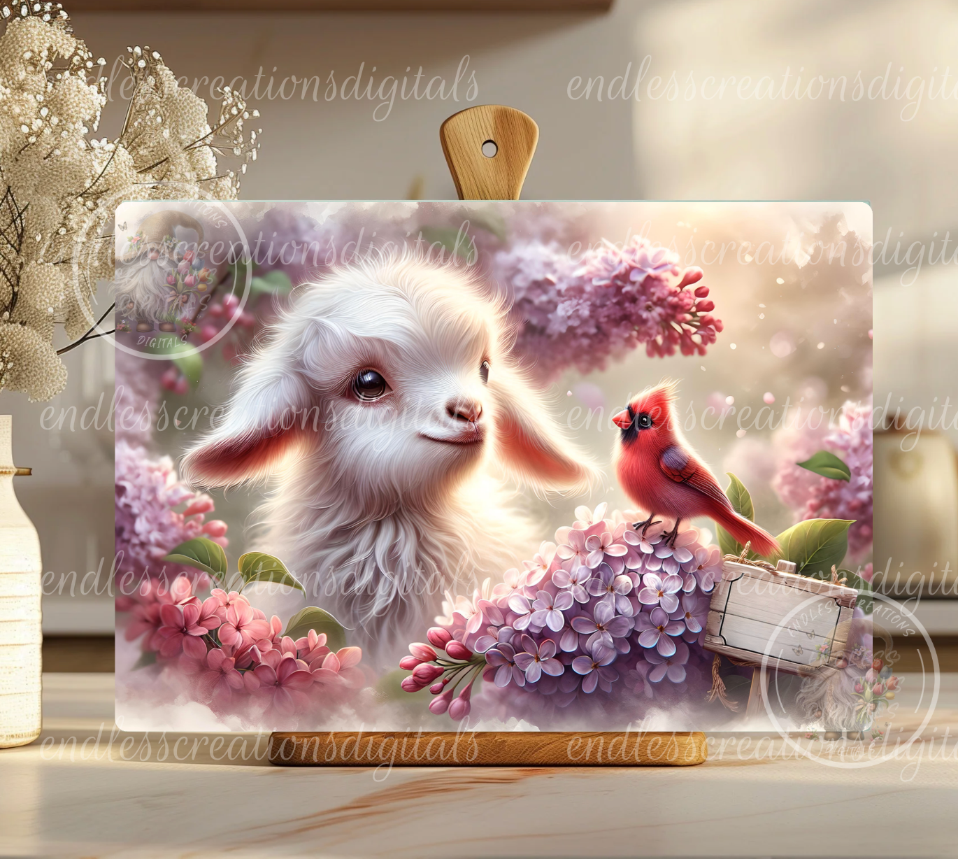 SPRING FLORAL BABY GOAT RECTANGLE