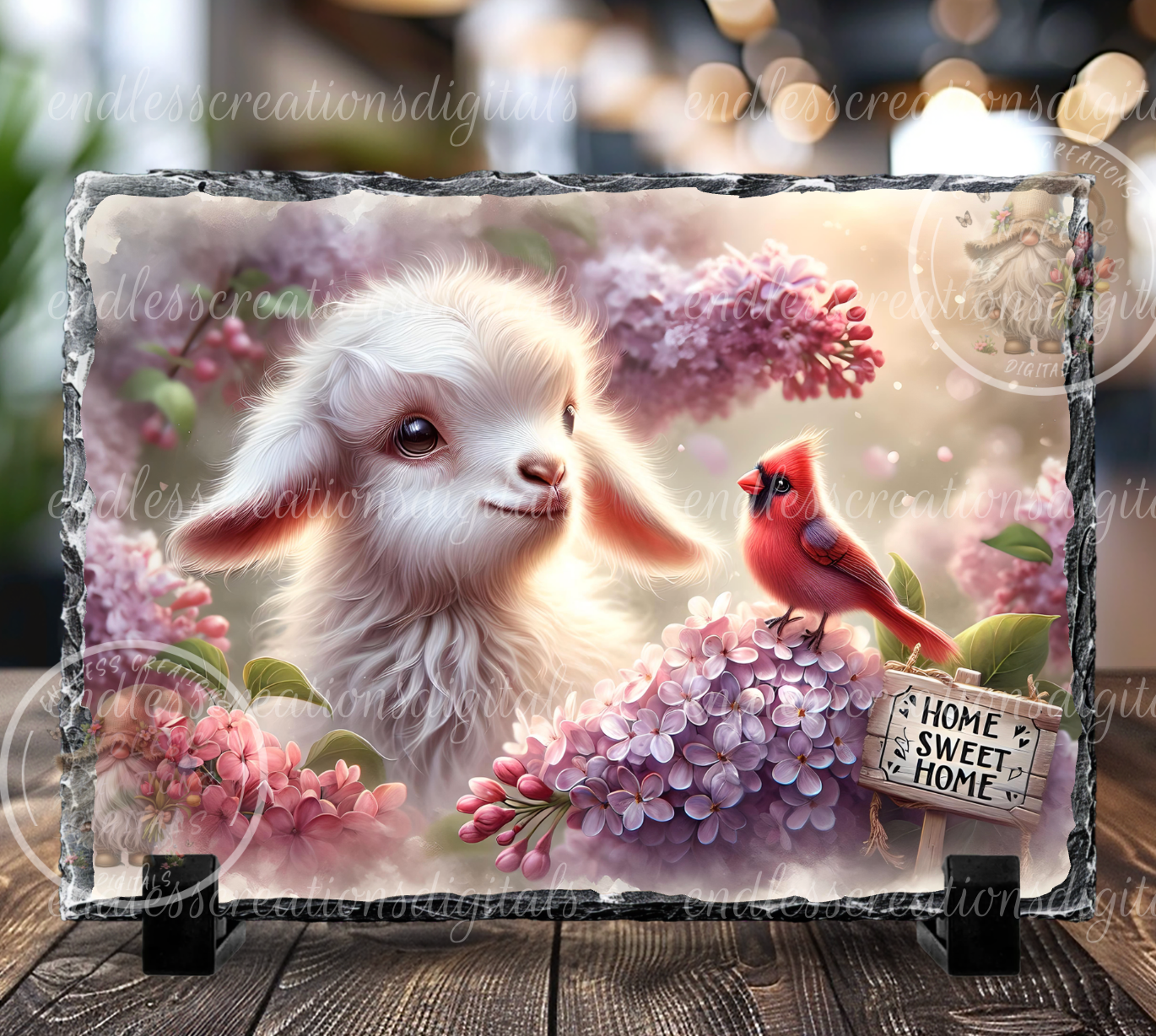 SPRING FLORAL BABY GOAT RECTANGLE