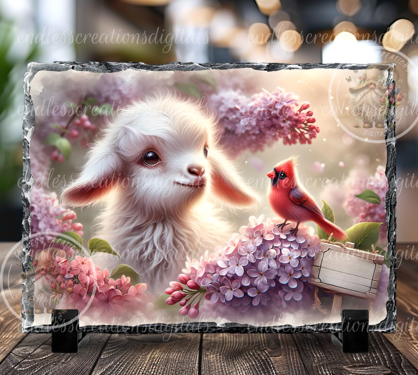 SPRING FLORAL BABY GOAT RECTANGLE