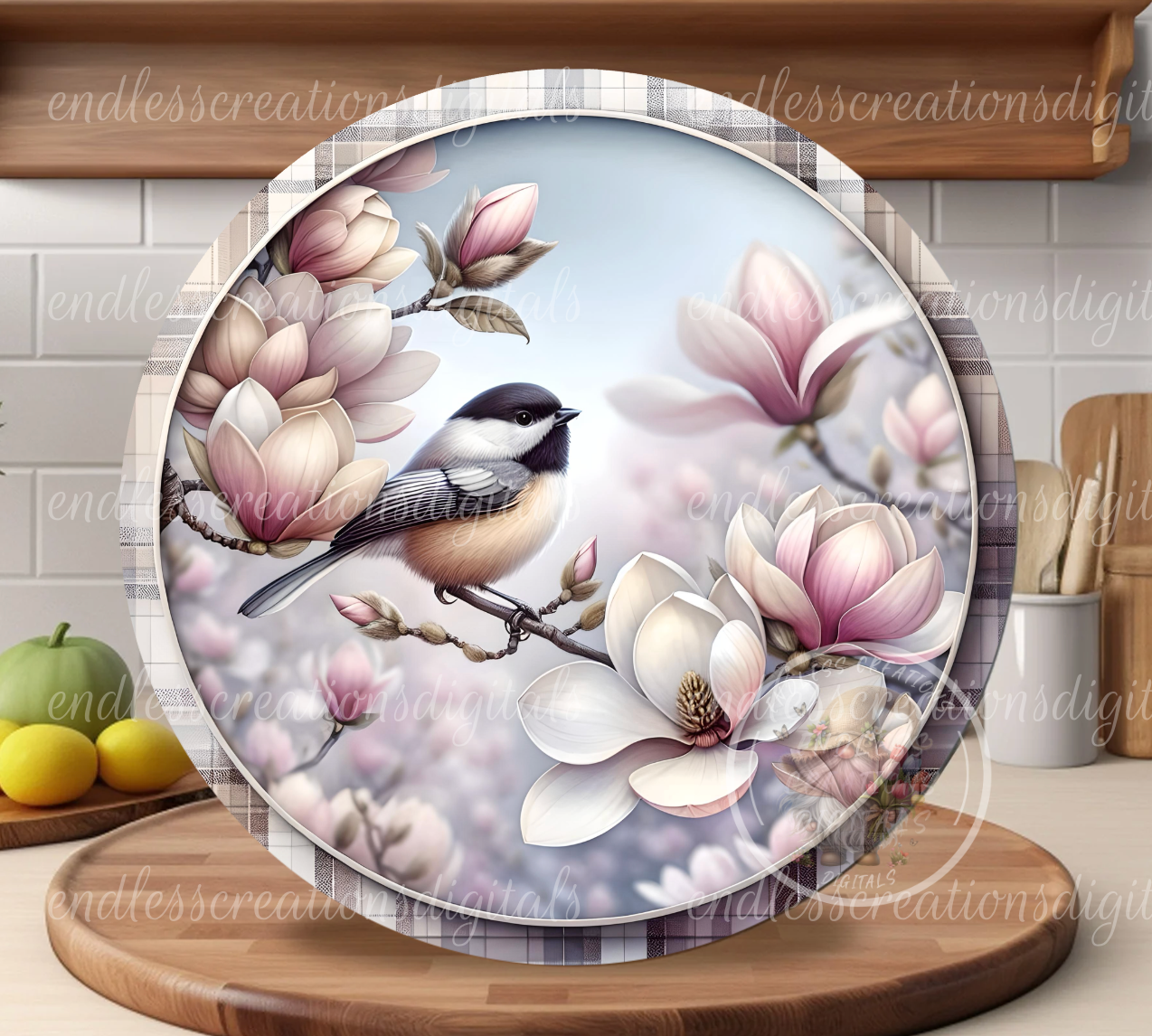 SPRING FLORAL CHICKADEE