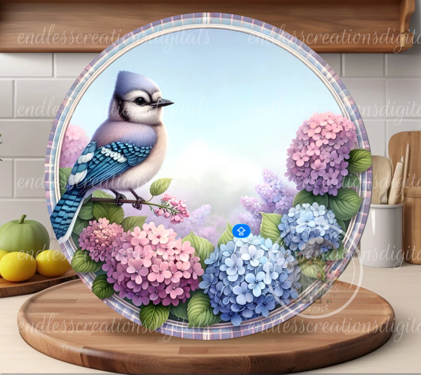 SPRING FLORAL BLUEJAY ROUND