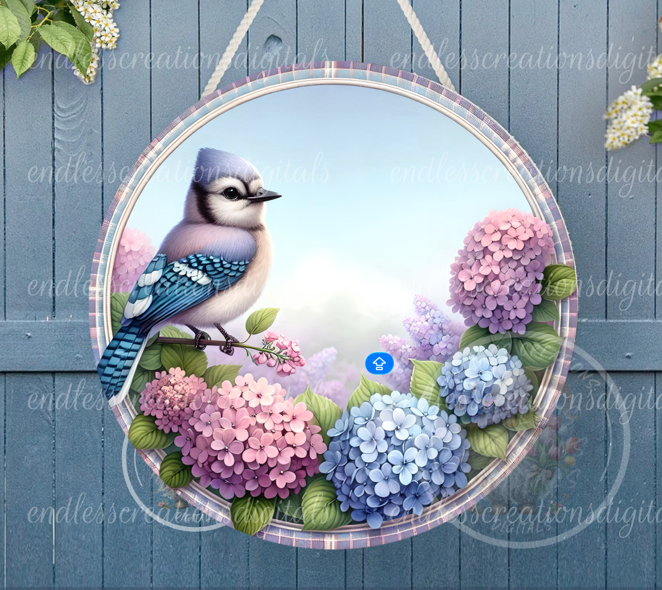 SPRING FLORAL BLUEJAY ROUND