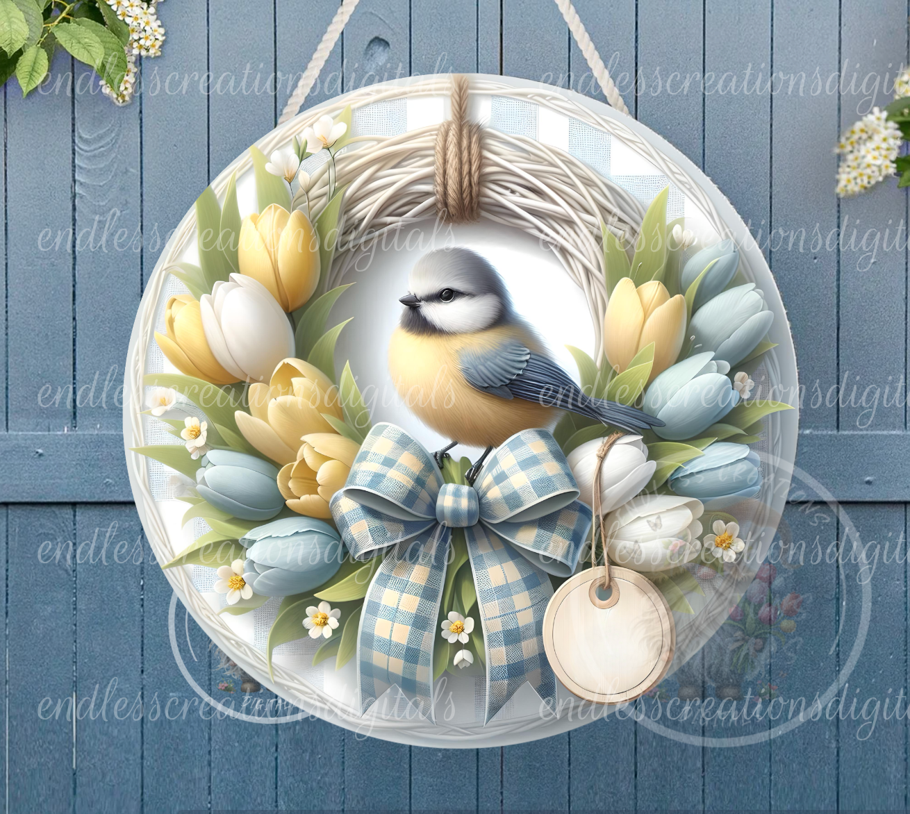 SPRING TULIP WREATH ROUND