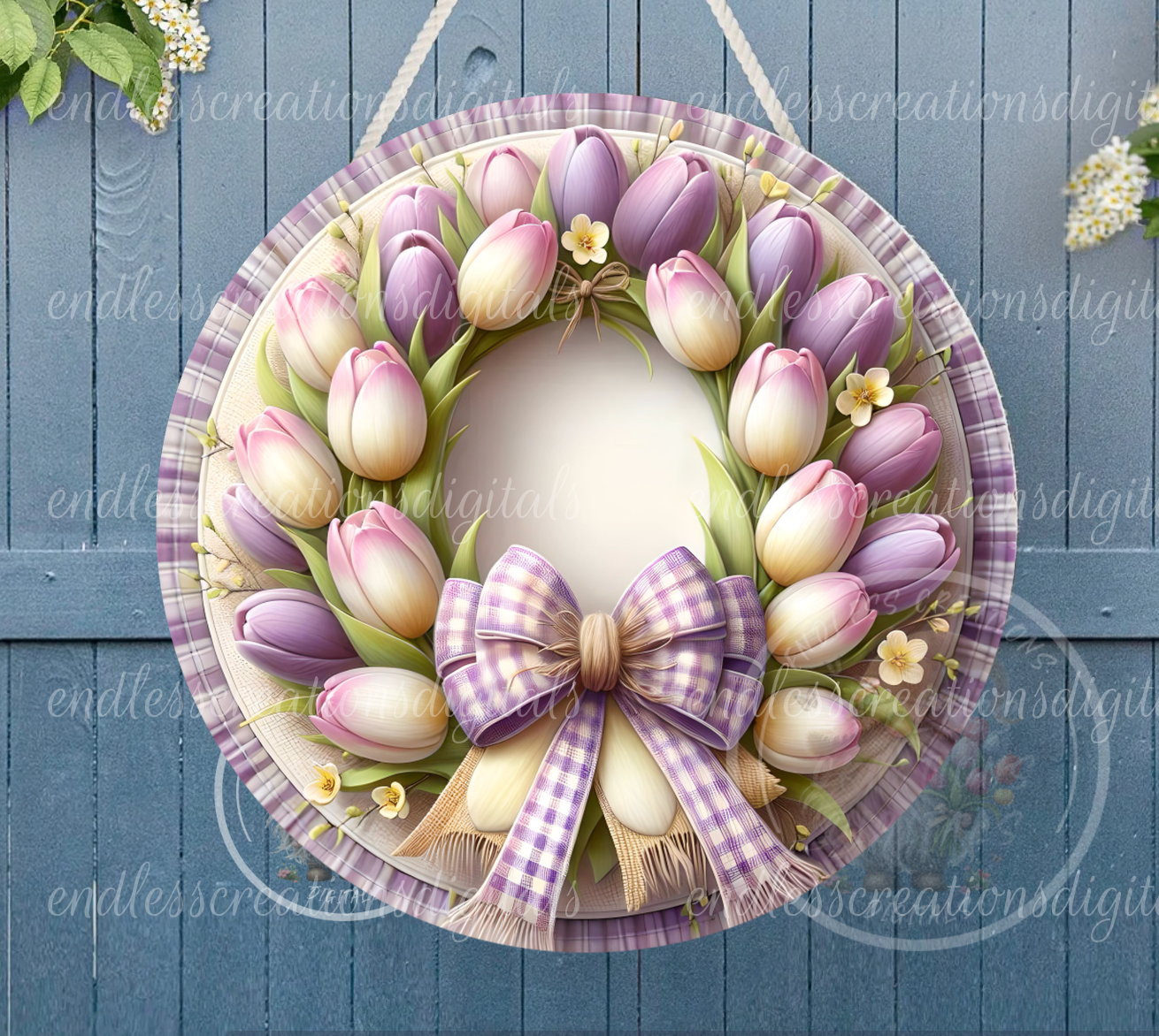 SPRING TULIP WREATH ROUND