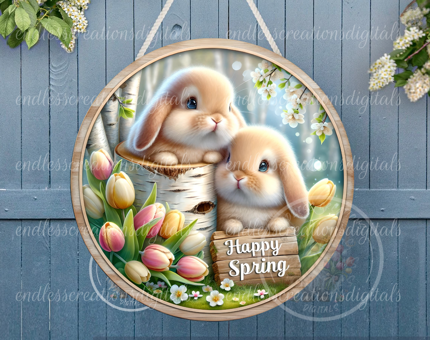 CUTE SPRING BUNNIES BUNDLE OF 6 DESIGNS WITH TEXT