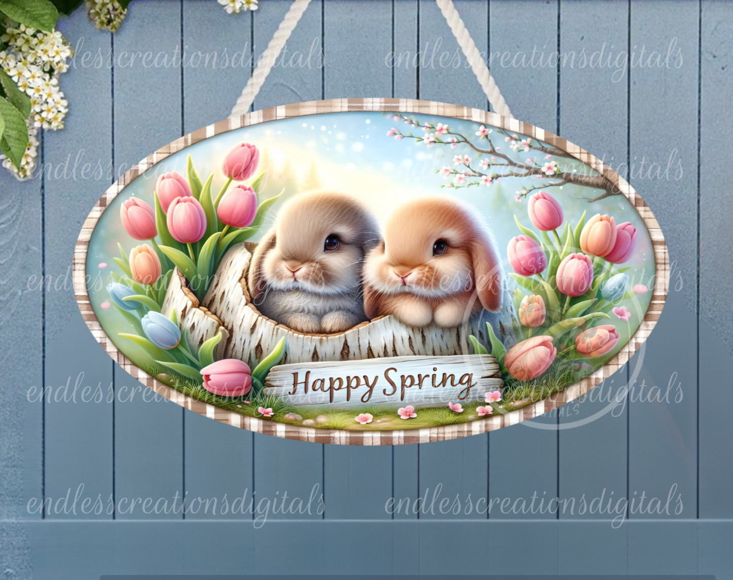 CUTE SPRING BUNNIES BUNDLE OF 6 DESIGNS WITH TEXT
