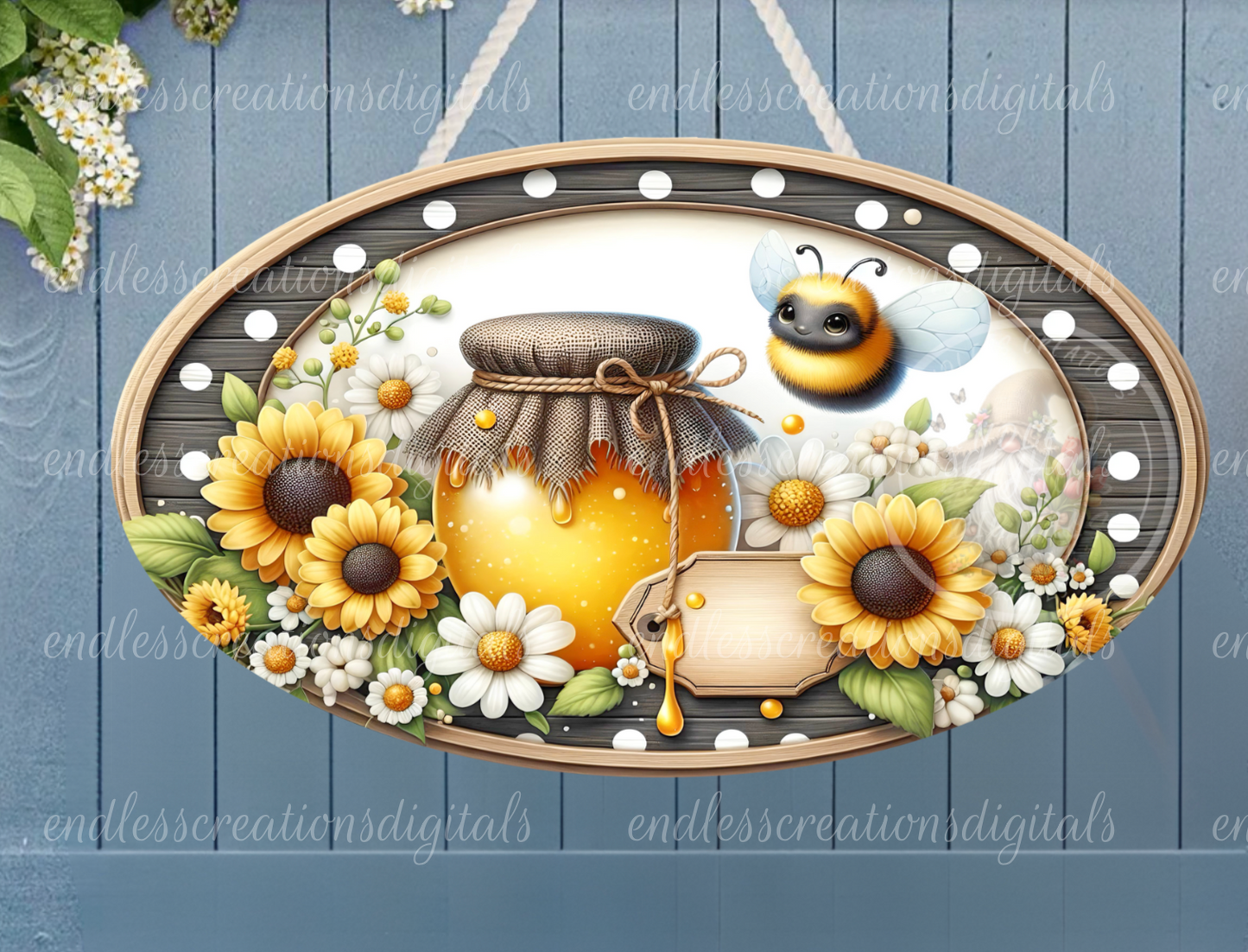 SUMMER HONEY BEE HOME SWEET HOME DIGITAL OVAL