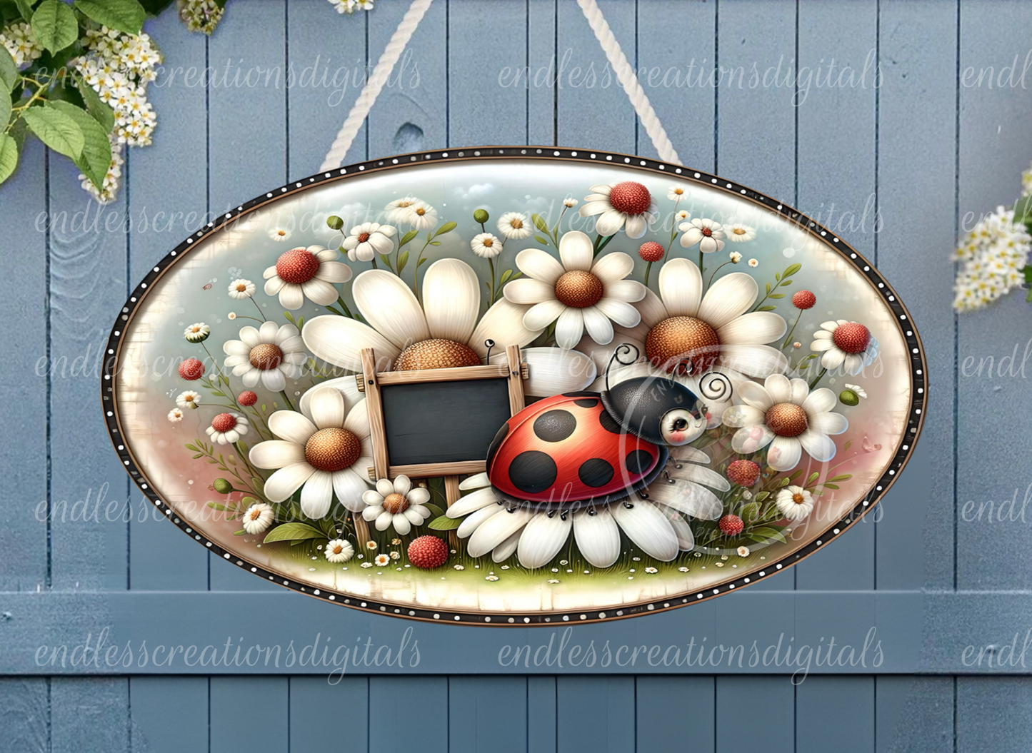 HOME SWEET HOME LADYBUG DAISY OVAL DIGITAL