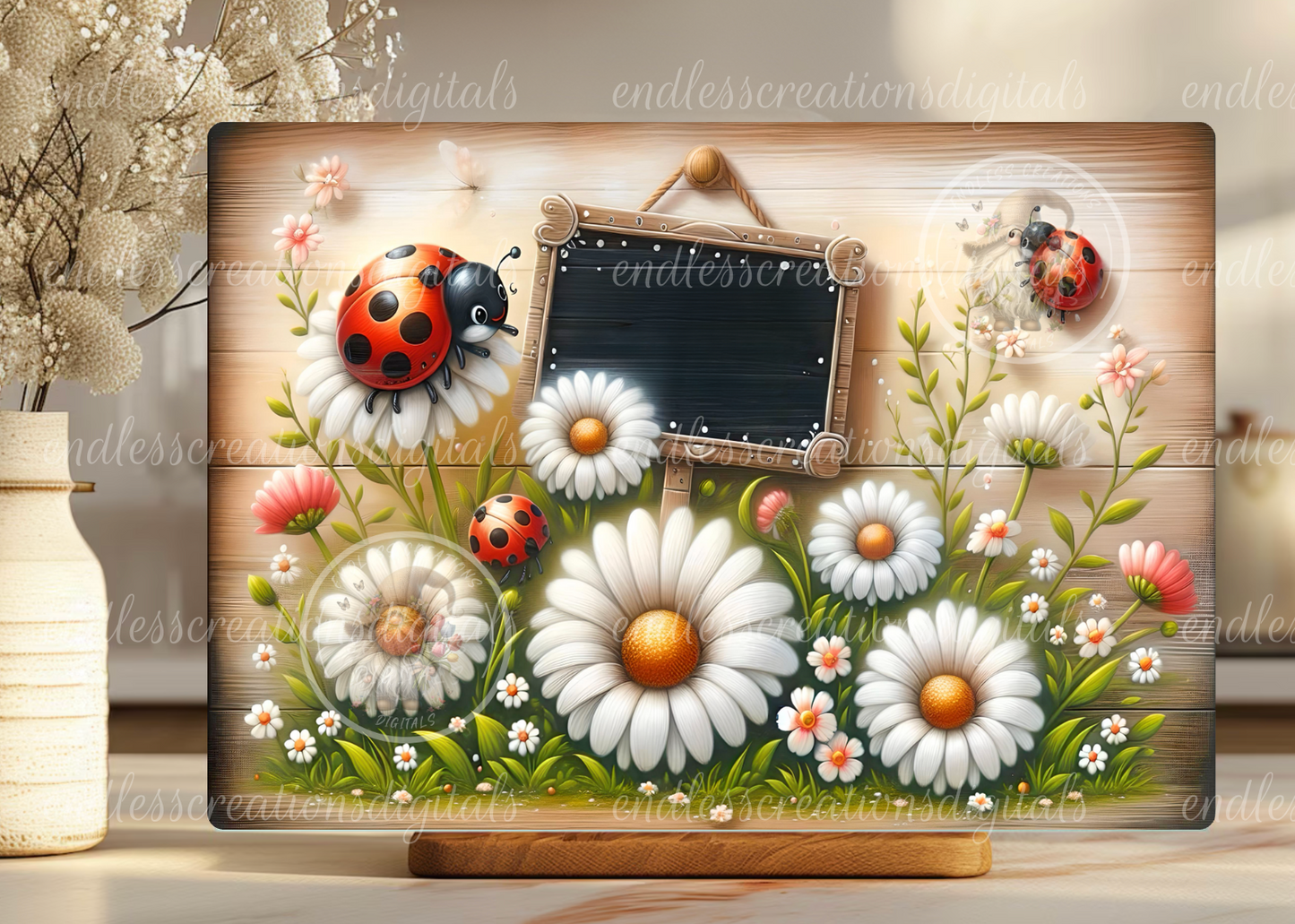 HOME SWEET HOME LADY BUG SUMMER DAISY RECTANGLE