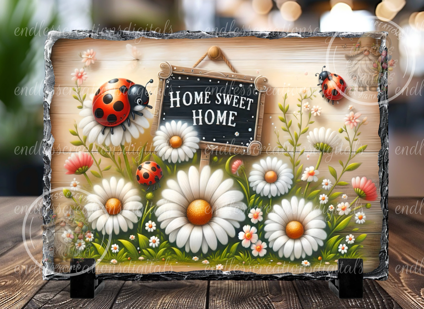 HOME SWEET HOME LADY BUG SUMMER DAISY RECTANGLE