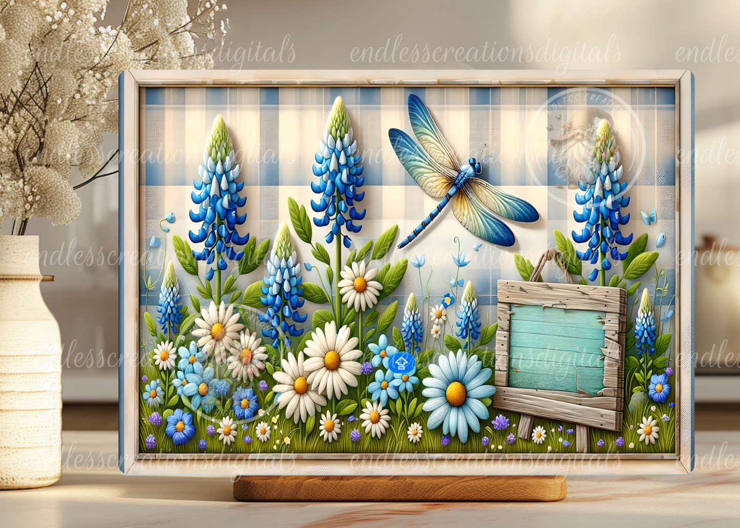 SUMMER DRAGONFLY FLORAL RECTANGLE