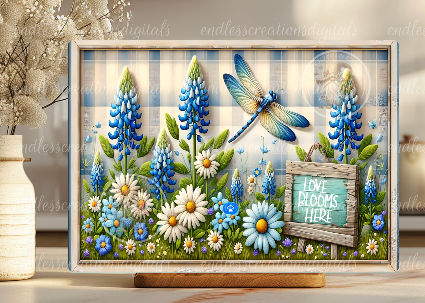 SUMMER DRAGONFLY FLORAL RECTANGLE