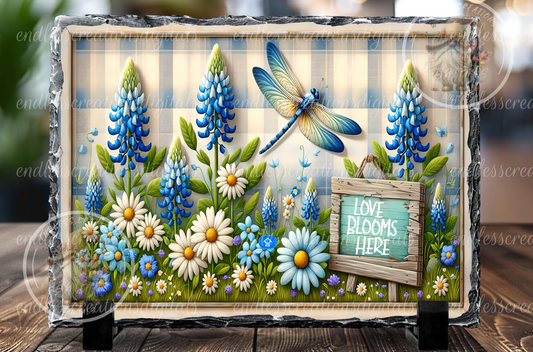SUMMER DRAGONFLY FLORAL RECTANGLE