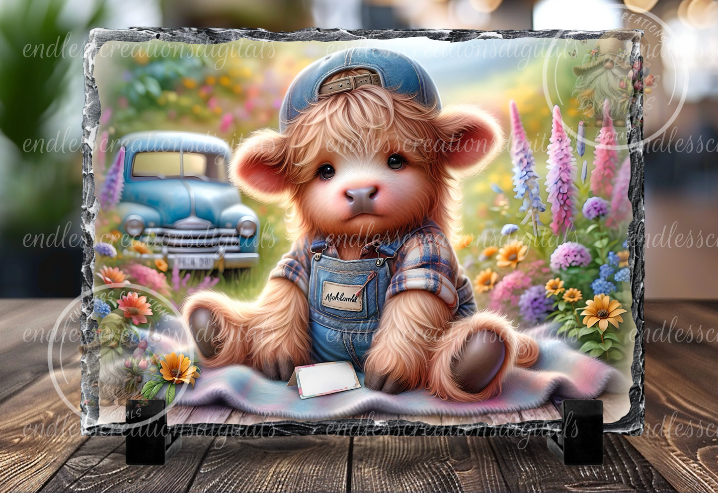 CUTE BABY HIGHLAND SUMMER FLORAL RECTANGLE