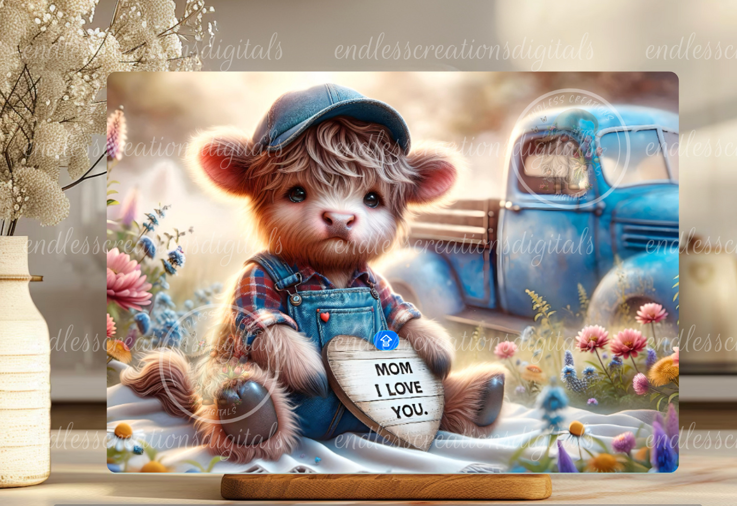 MOTHERS DAY LOVE YOU HIGHLAND COW RECTANGLE