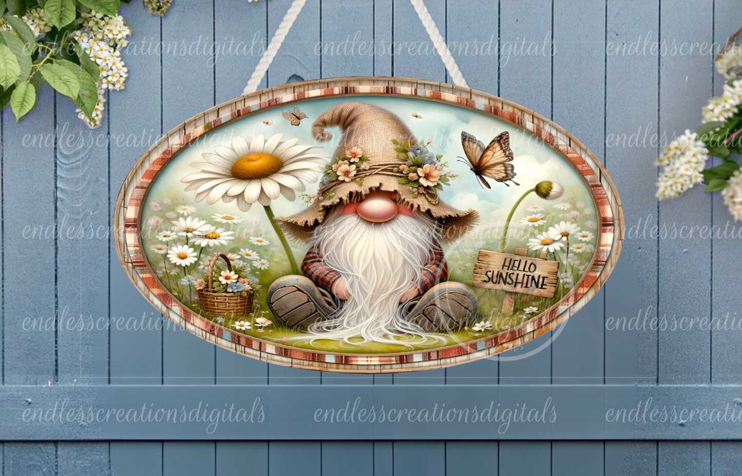 HELLO SUNSHINE SPRING GNOME OVAL DIGITAL