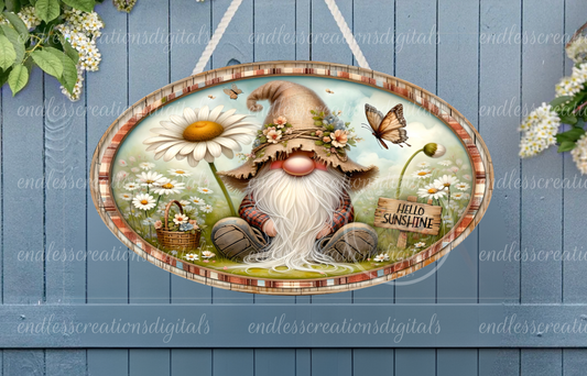 HELLO SUNSHINE SPRING GNOME OVAL DIGITAL