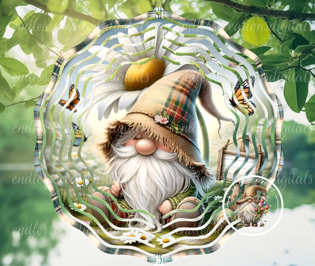 SPRING FLORAL DAISY GNOME ROUND