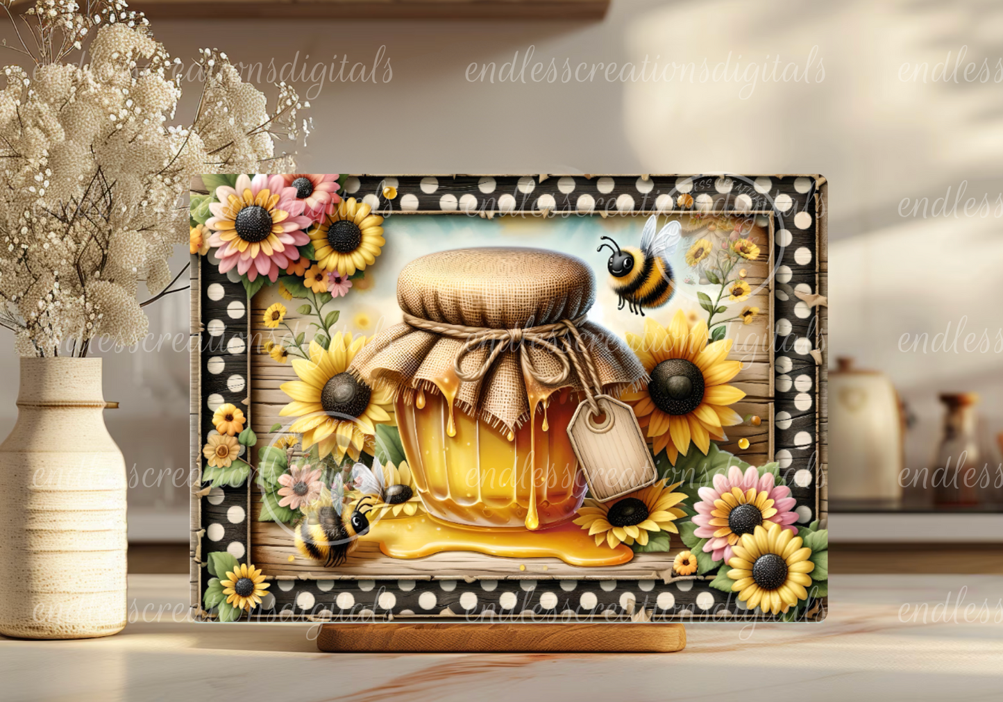 SUMMER HONEY BEE FLORAL RECTANGLE