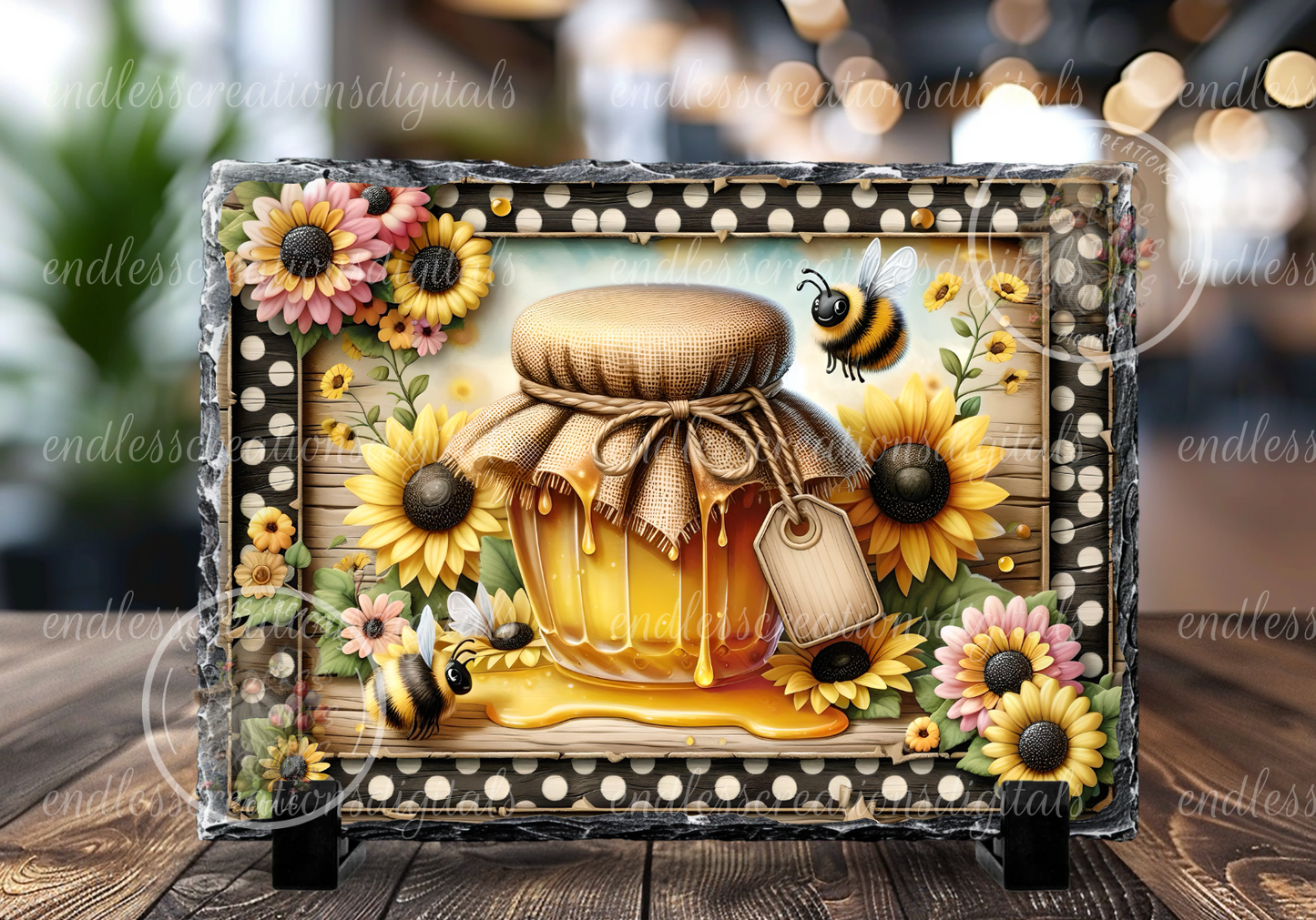 SUMMER HONEY BEE FLORAL RECTANGLE