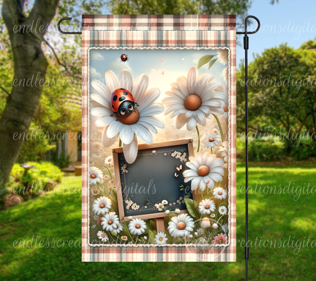 HOME SWEET HOME LADYBUG DAISY GARDEN FLAG