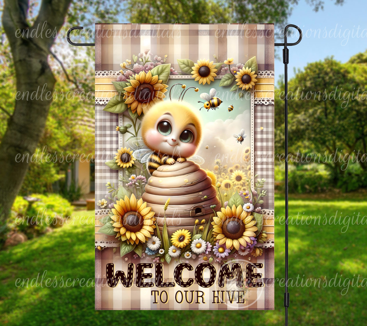 HONEY BEE WELCOME GARDEN FLAG