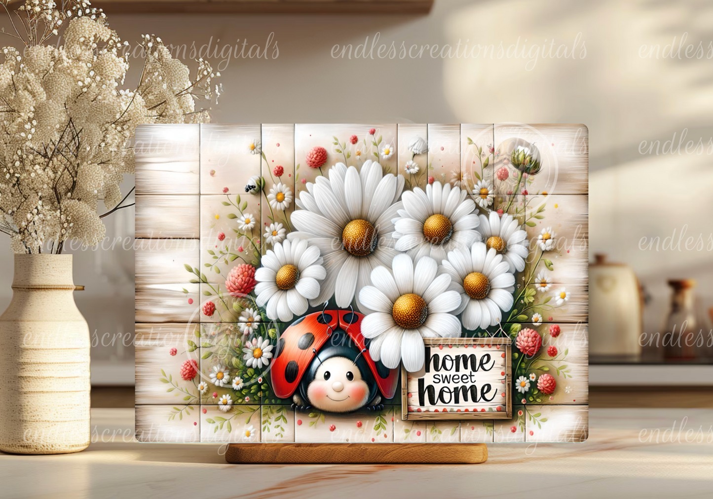 SUMMER LADYBUG FLORAL RECTANGLE