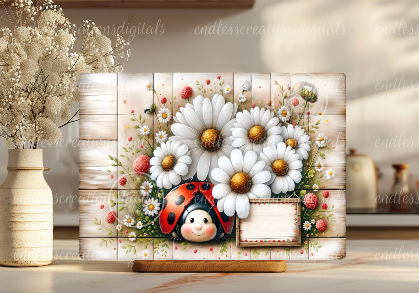 SUMMER LADYBUG FLORAL RECTANGLE