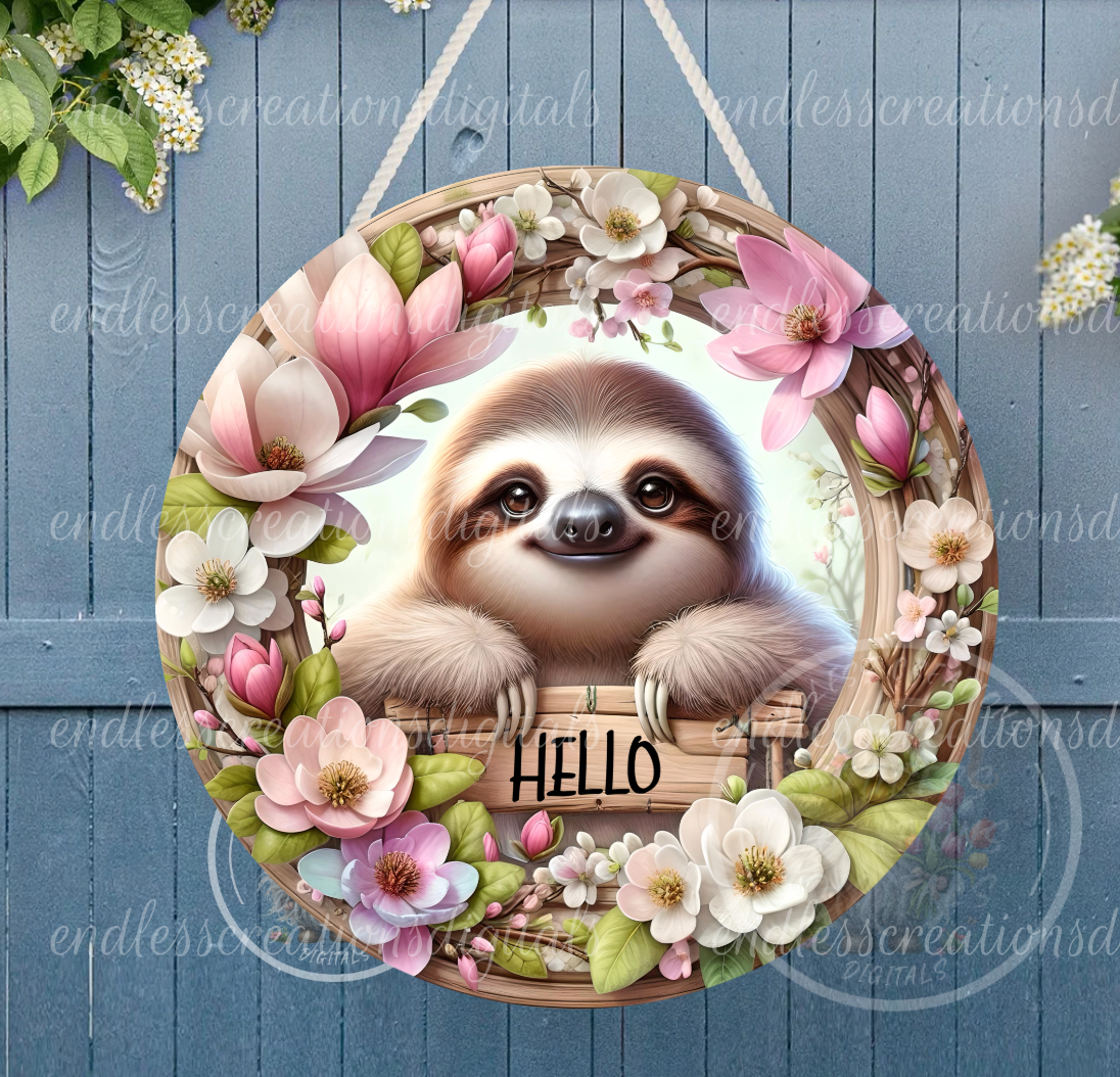 SUMMER FLORAL SLOTH ROUND WIND SPINNER