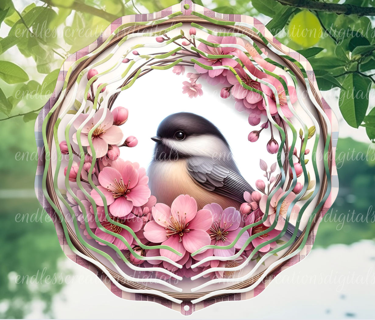 SPRING CHERRY BLOSSOMS CHICKADEE