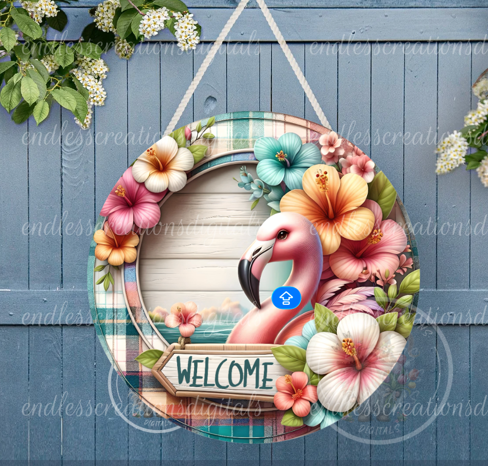 TROPICAL SUMMER FLAMINGO ROUND WIND SPINNER