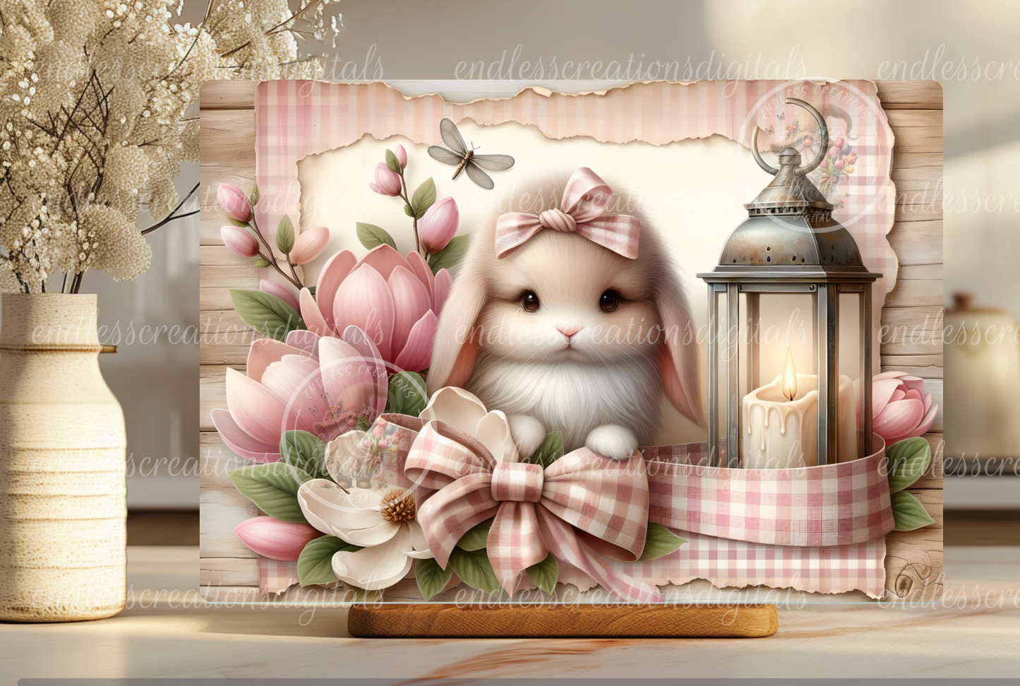 SPRING BUNNY FLORAL RECTANGLE